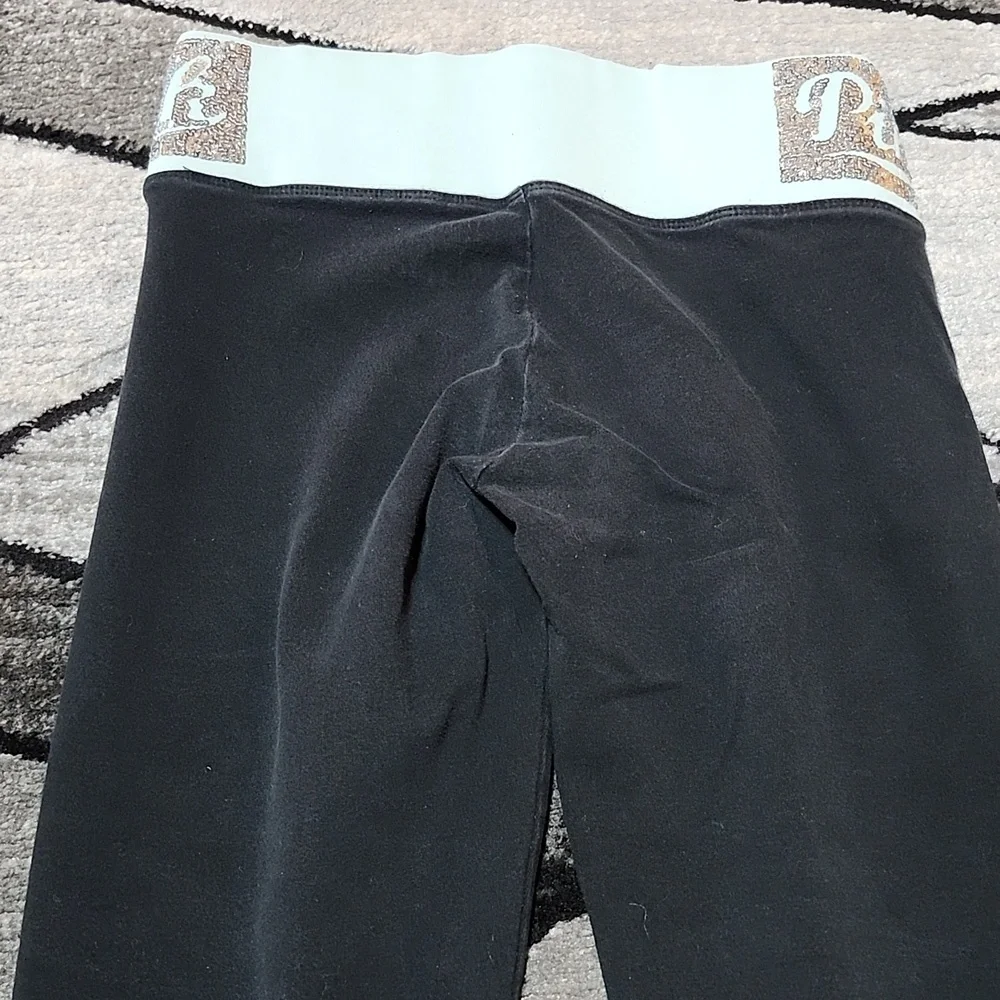 VINTAGE VS PINK YOGA 2016 BLACK SILVER SEQUINS COTTON LEGGINGS